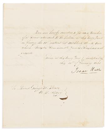 HULL, ISAAC. Two Letters Signed, as Commandant of Charlestown Navy Yard, to Lieutenant George W. Storer,